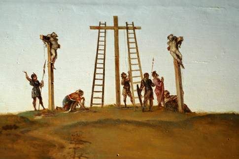 Deposizione, particolare dello sfondo - Lorenzo Lotto