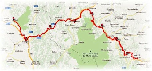 Cammino Francescano mappa