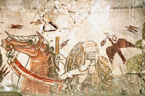 Ciclo di affreschi raffigurante un corteo di Cavalierei della Famiglia Varano