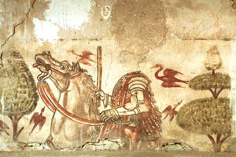 Ciclo di affreschi raffigurante un corteo di Cavalieri della Famiglia Varano